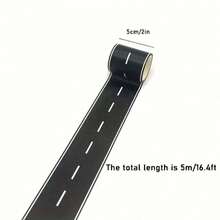 1/3Pcs Reusable Cartoon Road Track Stickers, Black Polyurethane Road Tape For Party Racing Decor, Pre-Pasted Glitter Finish Auto-Themed Decoration, Plastic Surface Friendly - Multicolor - View 6
