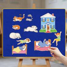 hoojojo 12 Pcs Sleepy House Story Felt Set, Interactive Storytelling Role-Play Felt Board Kit, Story Sequencing Cards, Creative Reading Game Props, Early Literacy Learning Kit, Classroom Activity Supplies, Back-To-School Set, Home & Group Learning Tools - Multicolor - View 3