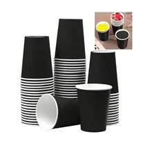 10/20/50/90 Stück Einweg-Partybecher in Schwarz, 9oz Papierbecher, Getränkebecher, Kaltgetränkebecher, Kaffeebecher, Wasserbecher, perfekt für Geburtstagsfeiern, Hochzeiten, Schulanfang, Muttertag - Schwarz - Übersicht 7