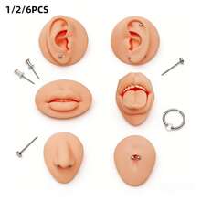 Silicone Piercing Practice Model Set, Realistic Ear, Lip, Nose, Tongue, Navel Piercing Practice Tools, For Beginner & Professional Piercing Training - Simulated Human Body Parts - View 1