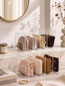 1pc/2pcs/3pcs/4pcs Optional Quantity Transparent Bag Storage Pouches, Compartment Storage Bags, Detachable Closet Shelves, Suitable For Bedroom, Bathroom, Office; Practical Bookshelf Dividers, Space-Saving Storage Rack (Only Suitable For Small Size Coin Purses And Clutch Bags) - Multicolor - View 1