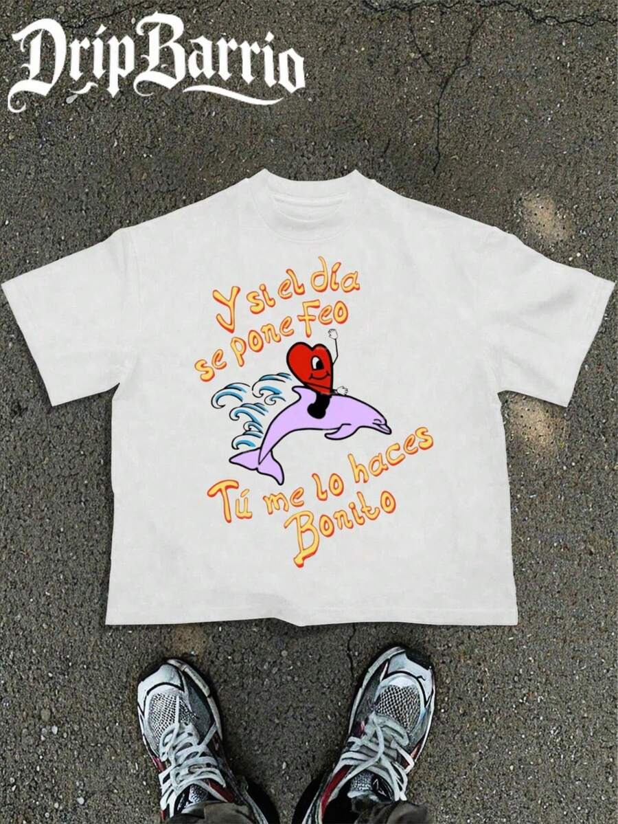 Camiseta para Hombre Casual y Moderna con Diseño de Delfín y Frase Divertida |   Ropa de Hombre con Estilo Playeras Sudaderas y Camisas Cómodas |   Ideal para Uso Diario Trabajo y Salidas | - Blanco - Ver 1