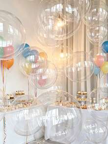 10pcs 18", 20", 24" Clear Bubble Helium Balloons, Suitable For Wedding, Birthday, Mother's Day Party Decoration - Clear - View 4