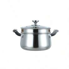 2-Tier 12.6 Inch/32cm Stainless Steel Steamer Set, Stainless Steel Stockpot Steamer With Lid, Wooden Handle Multi-Function Cooker, Suitable For Induction And Gas Stove, No Coating, Easy To Clean - View 1