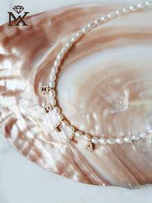 Personalized Pearl Name Necklace, Customized Pearl Necklace, Letter Pearl Necklace With Name, Pearl Jewelry, Gift For Her, Letter Necklace - Multicolor - View 3