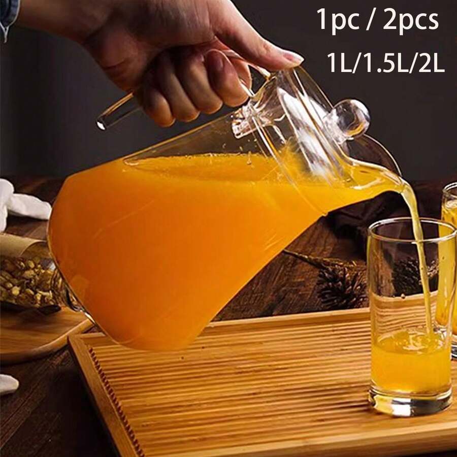 2/1件裝塑膠水壺附蓋,冰箱用大容量,適合咖啡、果汁與自製飲品,實用多功能,適合派對或日常使用,壺蓋與壺身皆易於清洗 - 彩色 - 查看 1