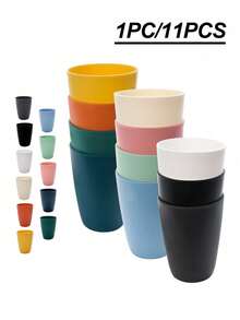 1pc/11pcs Plastic PP Material Reusable Cups, Cola Cups, Milk Cups, Juice Cups, Heat-Resistant, Anti-Drop - Multicolor - View 6