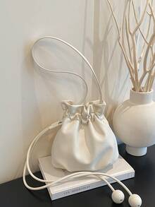 1pc This Stylish Solid-Color Bucket Bag, A Uniquely Designed Crossbody Bag, Is A Versatile Commuting Accessory And The Perfect Gift For Teenagers. - Multicolor - View 2