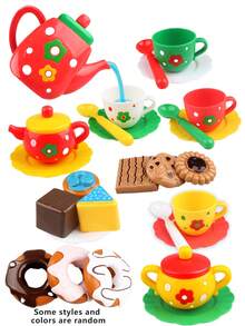 Set Pesta Teh Sore untuk Anak Perempuan, 24 Buah, Set Boneka Pesta Teh untuk Bermain Peran, Set Boneka Dapur Donat dan Kue, Set Teko Makanan Penutup, Hadiah Natal dan Ulang Tahun untuk Anak-Anak - Minum Teh Sore Natal - View 12