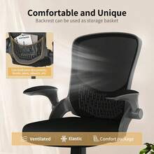 Ergonomic Mesh Office Chair With Flip Armrests And Lumbar Support - Black - View 4