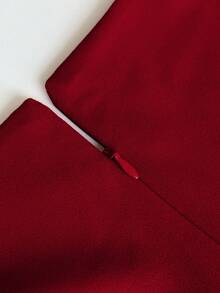 Retro Square Neck Split Bodycon Romantic Valentine's Day Slip Dress Mini Dress, Party Dress, Wedding Guest Dress - Burgundy - View 10