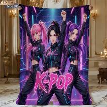 1 chiếc chăn in hình nhóm nhạc nữ K-Pop, mềm mại và thân thiện với da, nhẹ, thích hợp dùng cho giường ngủ, dã ngoại, ô tô, cắm trại. - Nhiều màu - Xem 13
