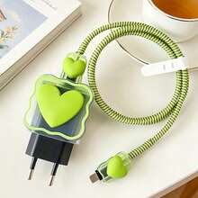 Heart-Shaped Data Cable Protector + Storage Bag Data Cable Protector Compatible With Samsung 25W Charger Protective Case Anti-Breakage Anti-Scratch Dirt-Resistant - Multicolor - View 7