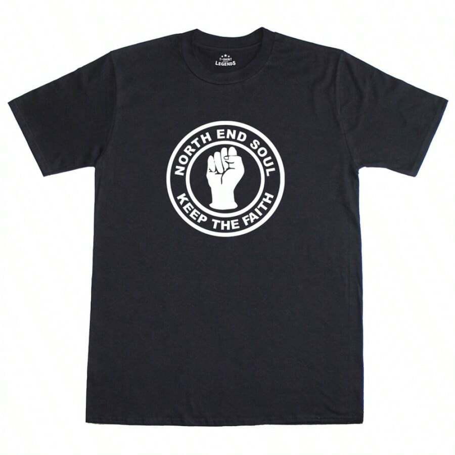 Maglietta in cotone da uomo North End Soul Keep The Faith Logo Music, vestibilità regolare - nero - Visualizzare 1