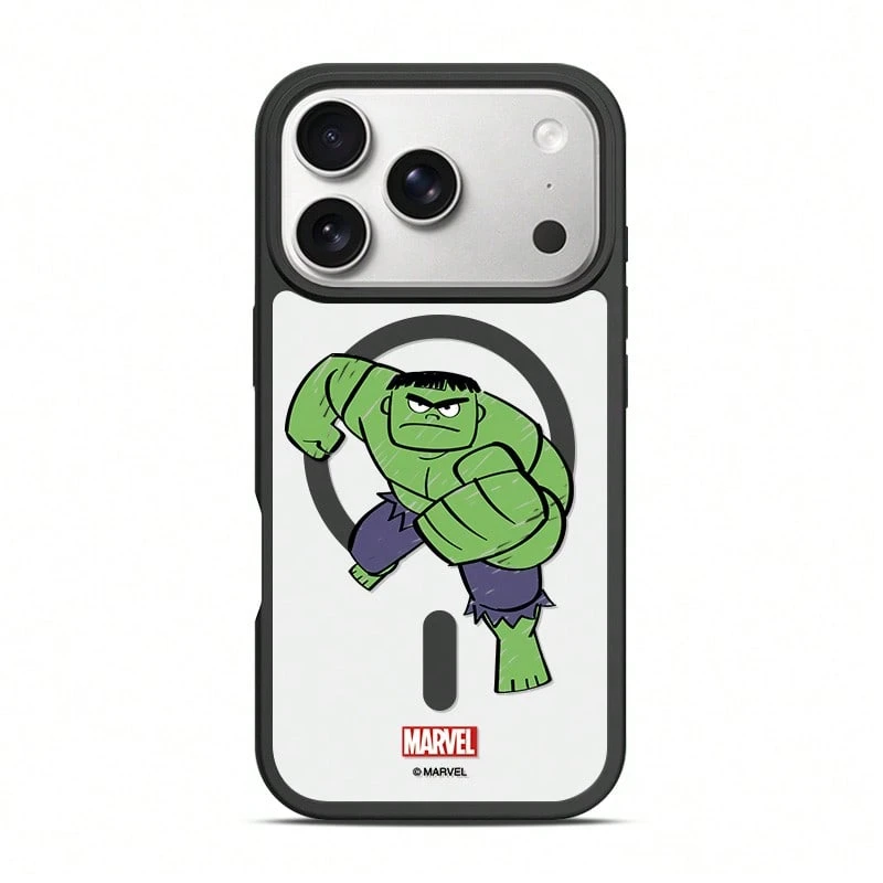 Miniso Marvel Spider-Man Captain America Black Panther Cartoon Men's MagSafe Magnetic Charging Protective Case Compatible With Iphone 18 Pro Max/18 Pro/17 Pro Max/17 Pro/Air/16 Pro Max/15 Plus/14/13/IP17/15 Pro/12 Pro/16 Plus Hulk Groot Student Anti-Drop Protective Cover For Apple - Black - View 1