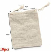 5, 10pcs/paquete Bolsas de lino fino con cordón, Bolsas de lino duraderas con cordón, Múltiples tamaños y modelos, Bolsas de almacenamiento de lona para joyas, piezas pequeñas sueltas, cuentas DIY, piezas pequeñas hechas a mano - Café integral - Ver 13