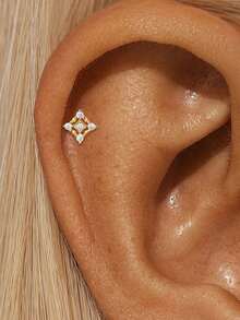 EleRunis 1 pieza de joyería fina de plata de ley 925 con forma de estrella, piercing de cartílago hélix con rosca y base plana, para uso diario, boda, fiesta y compromiso - Dorado - Ver 14