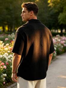 Men's Casual Short-Sleeve Shirt, Loose And Lightweight In Cotton, Basic Style For Summer - Black - View 4