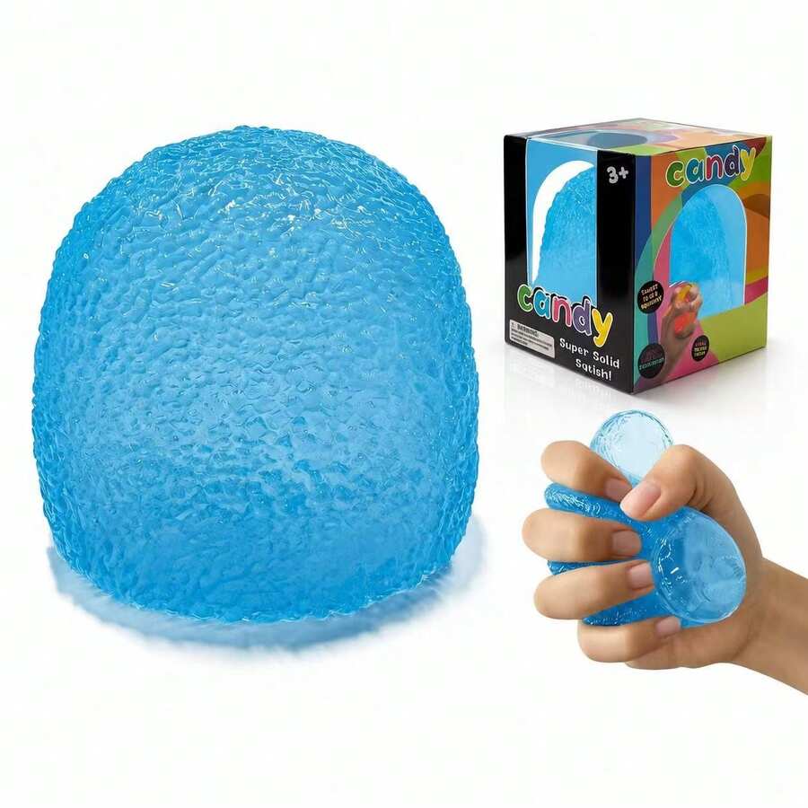 Cute Candy Squishy Toy, Jelly Sugar Ball Stress Relief Fidget, Soft Squeeze Sensory Toy For Kids & Adults, Kawaii Mochi Squishy Desk Toy, Anxiety Relief Hand Toy, Party Favor, Cute Candy-Inspired Decompression Toy. - Candy(Blue) - 查看 1