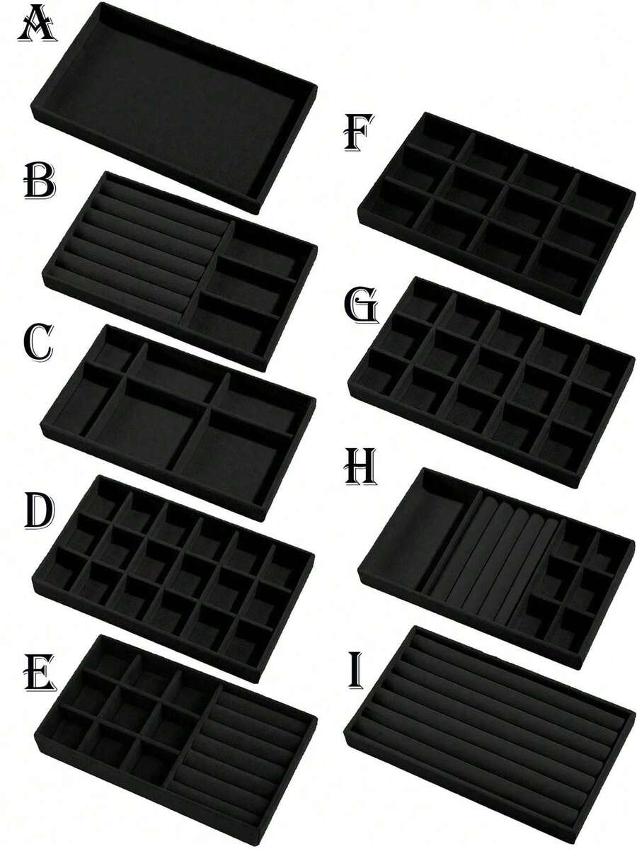 9pcs/1pc Velvet Jewelry Tray, Jewelry Dish, Multi-Functional Storage Box, Large Capacity Jewelry Organizer With Independent Compartments, Stackable Jewelry Rack, Suitable For Earrings, Necklaces, Bracelets, Rings, Hair Clips, Hair Bands, Etc. Valentine's Day Velvet Jewelry Tray