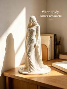 1pc - 3D Mysterious Mask Sculpture - Made From PLA Material 3D Printed. This Sculpture Is Perfect For Placing On Desks, Wine Cabinets, Dining Tables And Entryways, Making It An Ideal Home Decor Choice. Halloween Decoration, Eerie Bride Ornament - Mysterious Masked Lady Figurine - View 10