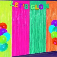 1pc4pcs Foil Fringe Curtain (3.3x6.6 Ft) - Luminous Sequin Backdrop, Fluorescent Macaron Orange, Green, Yellow And Magenta Metallic Wire Fringe Curtain, Suitable For Photography Props, Birthday Party, Neon Party Decoration, Bachelorette Party, Rave Party, New Year's Party, Halloween, Disco, Graduation Prom, Gender Reveal Party, Nightclub Party - Multicolor - View 5