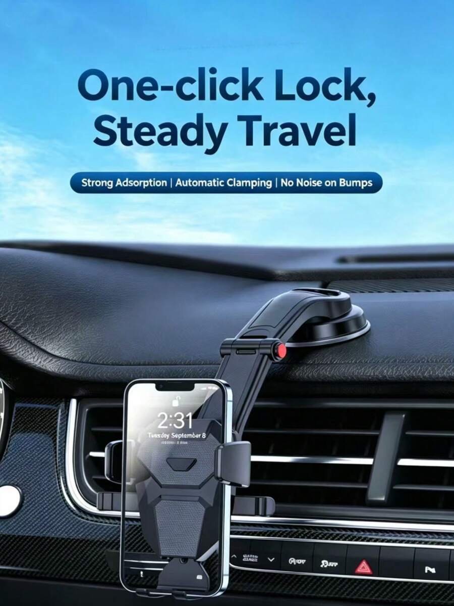 1PC Premium Car Phone Holder, Suction Cup Multifunctional Dashboard & Center Console Navigation Phone Mount - Dashboard Phone Holder - View 1