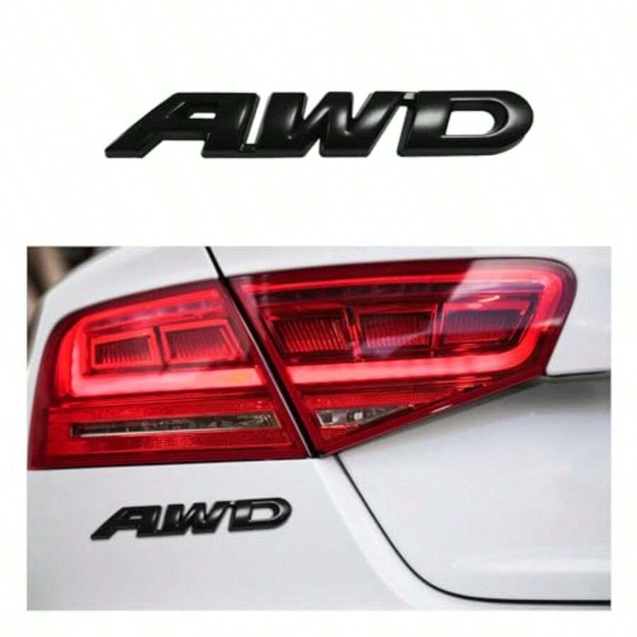 AWD Emblem Sticker, 3D Metal Letter Tailgate Side Badge Decal, Self Adhesive Auto Side Fenders Decoration For All Wheel Drive, Universal Vehicle Exterior Decor Accessories Black - Black - View 1