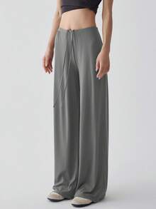 Ctenkevet-Corredores de Yoga de pierna ancha de cintura alta para mujer, pantalones de chándal informales para mujer, pantalones de chándal rectos holgados para exteriores, otoño - CK9211-Azul marino - Ver 11