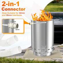 SAILUN Firewood Pool Heater, Stainless Steel Fire Barrel With Built-In Spiral Heating Coil, 32/38mm Connection, Pool Stove With Fireproof Mat And Tray, For Above Ground And Garden Pools, Silver - Silver - View 6