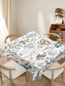 1pc Plant Floral Pattern Printed Tablecloth, Modern Style Polyester Fiber Rectangular Round Waterproof Tablecloth, Digital Printed Tablecloth Suitable For Living Room Home Use, Outdoor Dining Table, Small Round Table - Multicolor - View 7