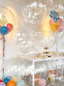 10pcs 18", 20", 24" Clear Bubble Helium Balloons, Suitable For Wedding, Birthday, Mother's Day Party Decoration - Clear - View 3