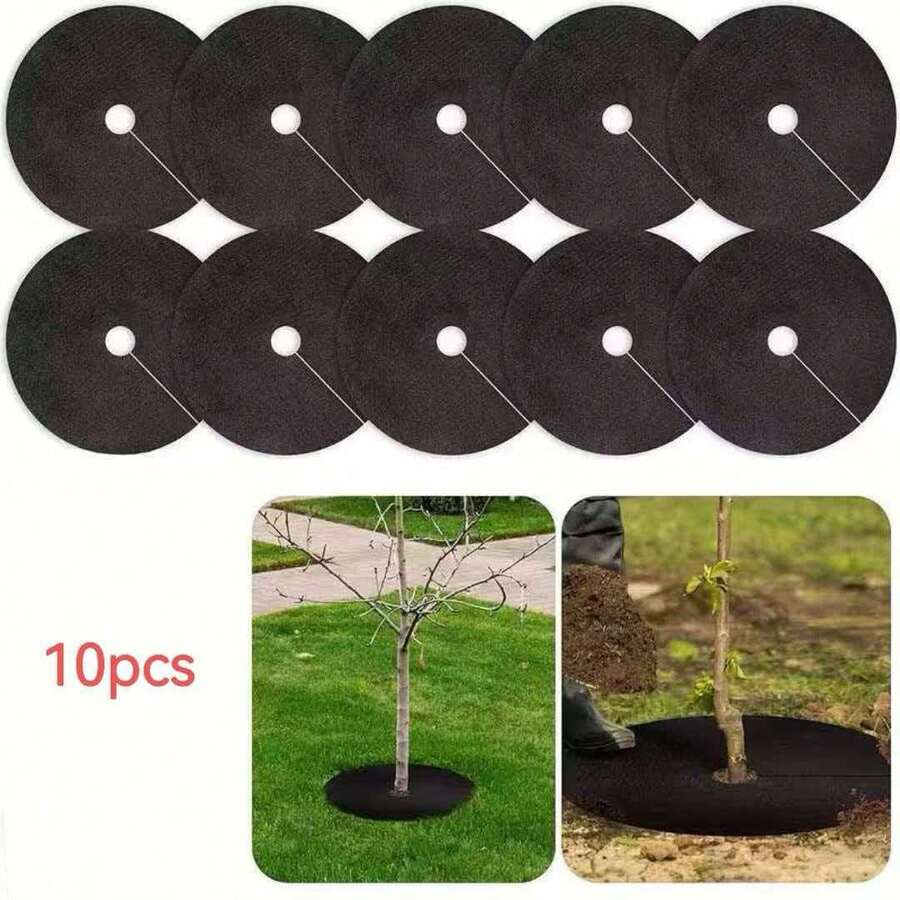 10pcs Reusable Garden Ground Cover, Breathable Moisture-Retaining Tree And Lawn Mat, Frost-Proof And Pest-Proof Covering Cloth, Plant Mat, Tree Protection Mat, Effectively Inhibits Growth And Protects Plant Roots - Multicolor - View 1