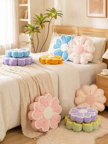 Flower Shaped Decorative Throw Pillow, Suitable For Bed And Sofa, Cute Flower Plush Throw Pillow, Home Decor Floor Pillow Cushion, Housewarming Gift - White Powder Core - View 7