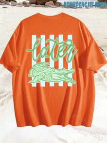 Women's Later Gator Funny Pun Cute Crocodile Casual Oversized Graphic Tee, Last Day Of School, 4th Of July, Vacation, Summer Tops, Teacher Outfits - 灰色 - 查看 3