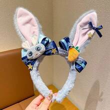 Disney 1/2pcs Student Girl Hair Clip Rabbit Police Officer Headpiece Little Girl Zootopia Rabbit Ears Bow Hair Clip Hair Accessory Exquisite - B - View 1