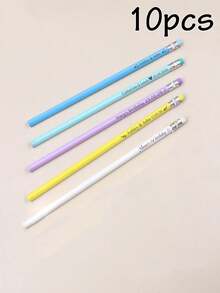 客製化刻字鉛筆 5/10/20/50/100/200支，大宗客製鉛筆，19cm/7.5in，5色：綠色/藍色/黃色/紫色/白色，可擦拭橡皮擦素描鉛筆，5美元以下平價，趣味鉛筆，可愛鉛筆，個性化禮物，開學季 - 風格A - 查看 38