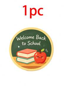 1/6/12pcs Welcome Back To School Wooden Drink Coasters, Cute Apple & Book Print Round Coasters, Non-Slip Wooden Coasters, Suitable For Teachers, Students, Classroom, Home Office Decor, Car Interior Accessories, Car Cup Holders, Desk Decor, Teacher's Day Gift - Multicolor - View 10