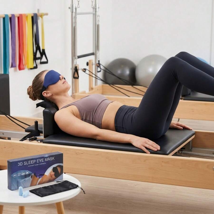 3D Contoured Blackout Sleep Mask Set With Earplugs & Pouch, Zero Eye Pressure Eye Mask For Deep Sleep, Travel, Yoga & Pilates Meditation - Blue 4-piece Set - View 1