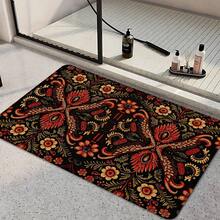 1pc, Home Decor, Bohemian Pattern Print, Linen Kitchen Rug, Kitchen Mat, Floor Mat, Bathroom Mat, Door Mat, 3D Print Rectangular, Suitable For Living Room, Bedroom, Hallway, Bathroom, Laundry Room - Polyester Rug, Suitable For Indoor And Outdoor Home Decor - Multicolor - View 2