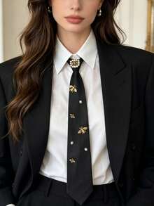 Vintage Luxury Black Bow Tie, Adorned With Unique Amber Gemstones, Perfectly Matches Suits To Create A Distinctive Fashion Accessory. - Black - View 10