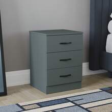 Home Discount Vida Designs Riano 3 Drawer Bedside Chest Cabinet Table Nightstand Bedroom Furniture Silver Handles Display Storage Unit - Green - Green - View 4