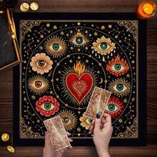 1PC Celestial Tarot Altar Cloth Suitable For Tarot Readings Moon Phase Ceremonies Meditation Spaces Table Cover For Witchcraft Practices Elegant Mandala Altar Cloth With Mystical Design Table Cloth 12 Zodiac Signs Oracle Mat Boho Playmat Home Decor - Multicolor - View 1