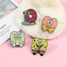 SpongeBob SquarePants SquarePants 1個角色卡通胸針 蝸牛牙齒造型琺瑯針 金屬徽章飾品 背包衣物配件禮物 - 彩色 - 查看 9