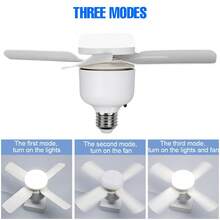 20W LED 靜音吸頂扇燈 附遙控器 E27/E26 燈泡 內嵌式 3 種模式 85V-265V 適用於居家 客廳 臥室 書房 宿舍 桌上 雙層床 辦公室照明 夏季露營帳篷 涼爽小風扇 低噪音 靜音無刷馬達 15W - LED Fan light - 查看 2