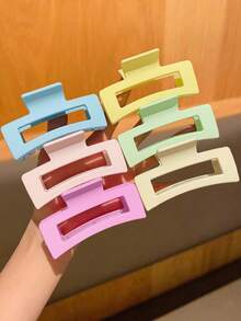 1/2/3/6pcs Women's Colorful Candy Color Fashion Cute Medium Square Hair Claw Hair Claw, Suitable For Daily Updo Use, Recommended Hair Accessory Gift - Multicolor - View 3
