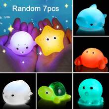 1/3/5/7 piezas Juego de animales marinos de colores con purpurina sin agujeros, juguetes flotantes brillantes para bañera, juego de baño, piscina y fiesta, excelente regalo - Multicolor - Ver 9