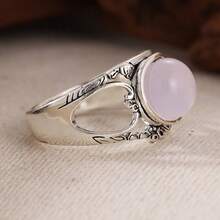 Vintage Damenring mit Cut Out Blumenverzierung, Wald-Landhausstil, vielseitiges Accessoire für Dates und Urlaub - Babypink - Übersicht 6