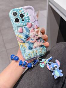Disney Has Authorized, Phone Case - Chain Set, The Stitch Lilo & Stitch 3D Phone Case Plus A Silicone 3D Stitch Bracelet With Metallic Ring Removable Bracelet, Stitch And Angel Pattern, Compatible With Iphone17/16/15/14/13/12/11/XS/XR/X Plus Pro Max, A Stylish Cartoon Phone Case, The Perfect Gift Choice, Phone Protection, Durable Phone Cover, Great Gift For Friends And Family. - trắng - Xem 1
