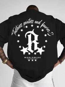 Camiseta Deportiva Casual de Manga Corta con Estampado de Letras para Hombre - Blanco - Ver 10